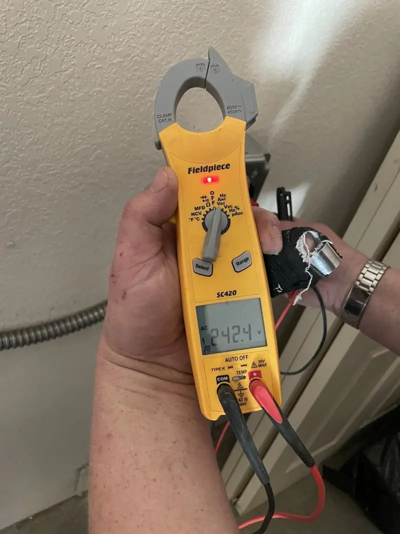 Voltage testing with clamp meter during Generator Installation in Tamalpais-Homestead Valley